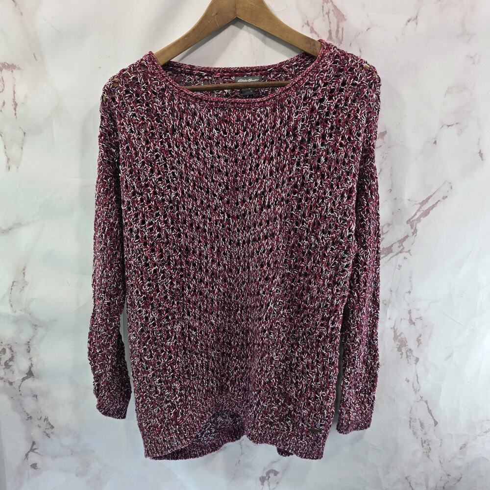 Eddie Bauer Sweater Womens Womens Red Marled Variegated Cotton Vintage